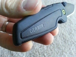 The Rubber coating on the GDC Tech Skin Pocket Knife provides a no slip grip...