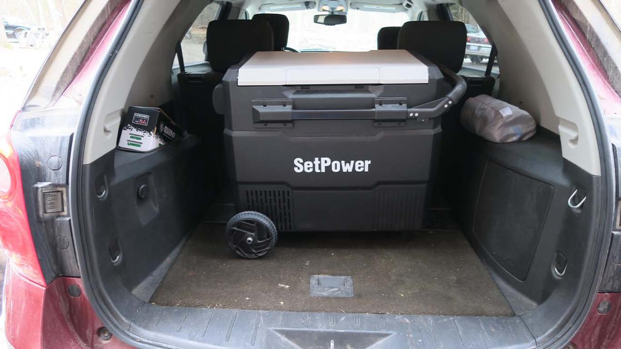 SetPower RV60D Pro Mobile Freezer in an SUV